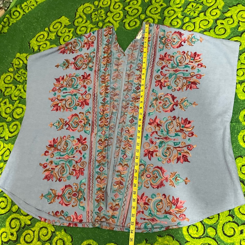 Umgee Chambray Embroidered Kaftan Medium Large - Picture 5 of 7